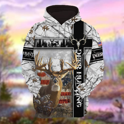 Personalized Deer Hunting Hoodie 3D Pullover American Forest Pattern Deer Hunting Hoodie Hunting Club Uniform SO0504