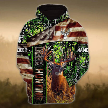 American Deer Hunting Hoodie 3D Full Print Custom Hunter Hoodie Hunter Winter Clothing SO0454