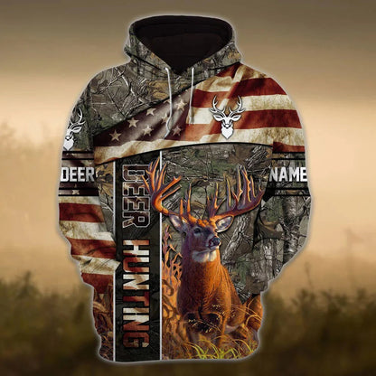 American Deer Hunting Hoodie 3D Full Print Custom Hunter Hoodie Hunter Winter Clothing SO0454