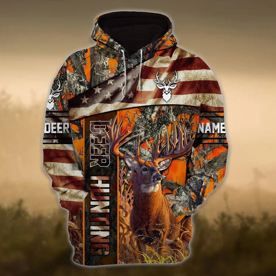 American Deer Hunting Hoodie 3D Full Print Custom Hunter Hoodie Hunter Winter Clothing SO0454