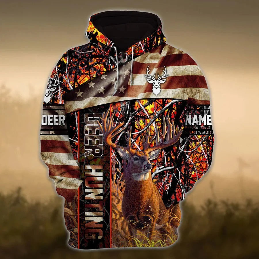 American Deer Hunting Hoodie 3D Full Print Custom Hunter Hoodie Hunter Winter Clothing SO0454