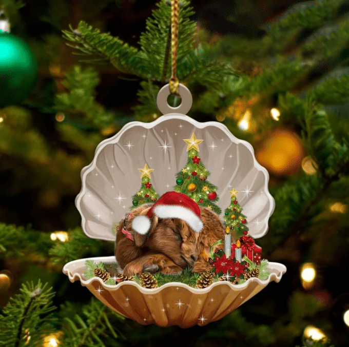 Goat3 Sleeping in Pearl Dog Christmas Ornament Flat Acrylic OO2621