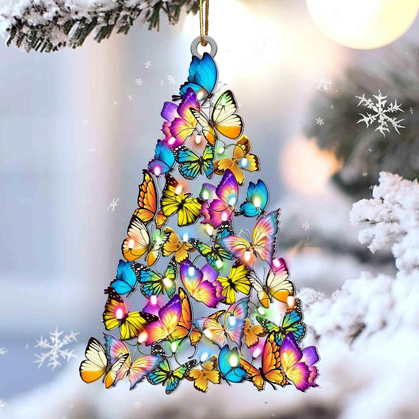 Butterfly Christmas Tree Shaped Ornament For Butterfly Lovers Flat Acrylic Ornament OO2607