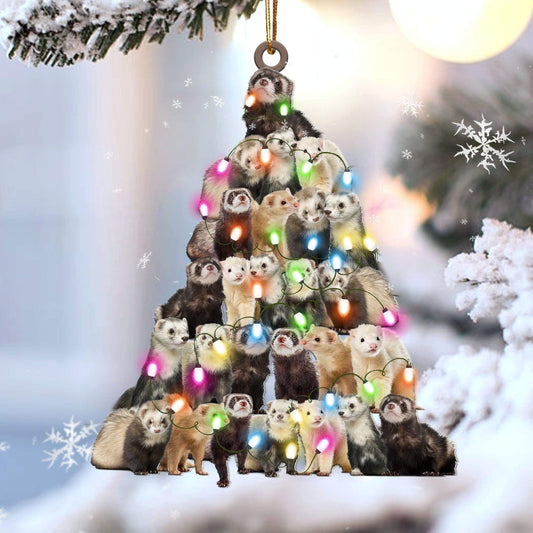 Ferret Christmas Tree Shaped Ornament For Ferret Lovers Flat Acrylic Ornament OO2604