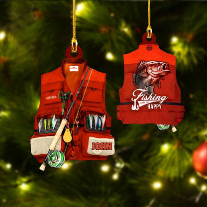 Customized Fishing Vest Acrylic Christmas Ornament for Fishing Dad OO2593