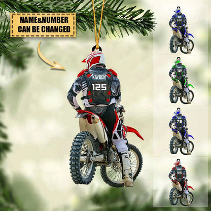 Personalized Motocross Racer Ornament, Customized Flat Acrylic Ornament for Motocross Lovers OO3608