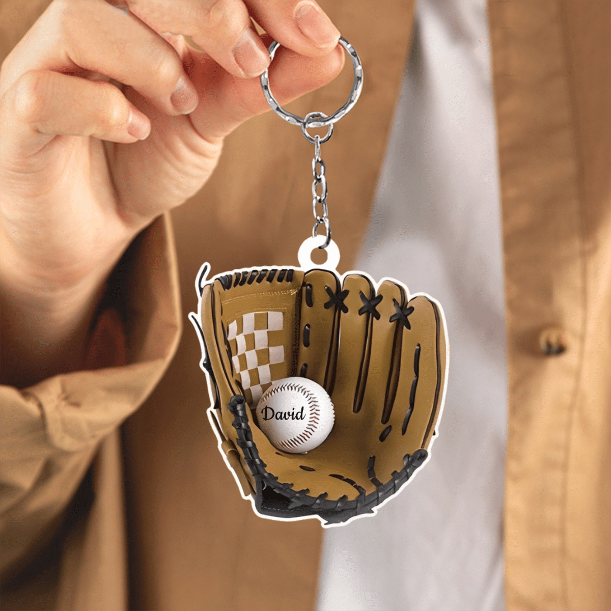 Baseball Gloves Personalized Flat Acrylic Keychain for Baseball Lovers, Gift for Son KO0203