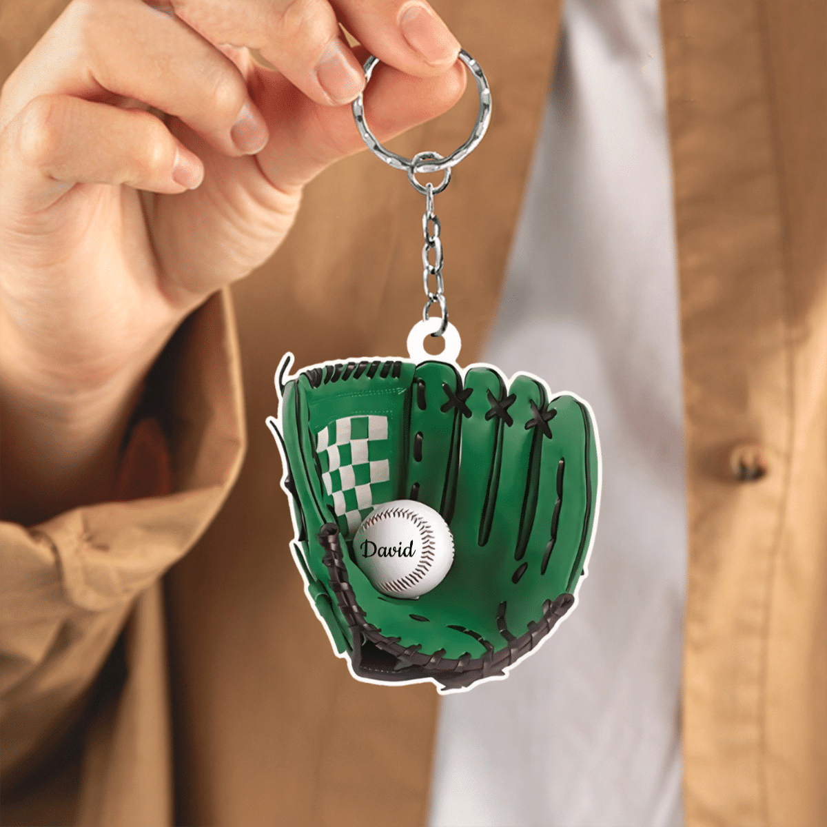 Baseball Gloves Personalized Flat Acrylic Keychain for Baseball Lovers, Gift for Son KO0203