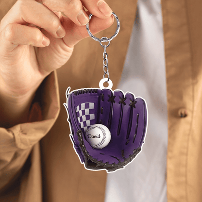 Baseball Gloves Personalized Flat Acrylic Keychain for Baseball Lovers, Gift for Son KO0203