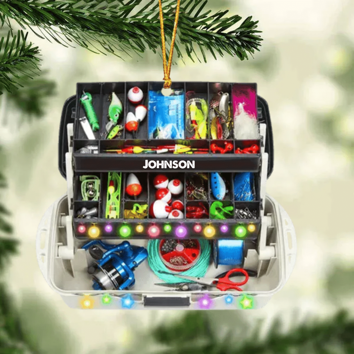 Personalized Fishing Vest And Tackle Box Christmas Ornament Flat Acrylic Fishing Ornament OO2290