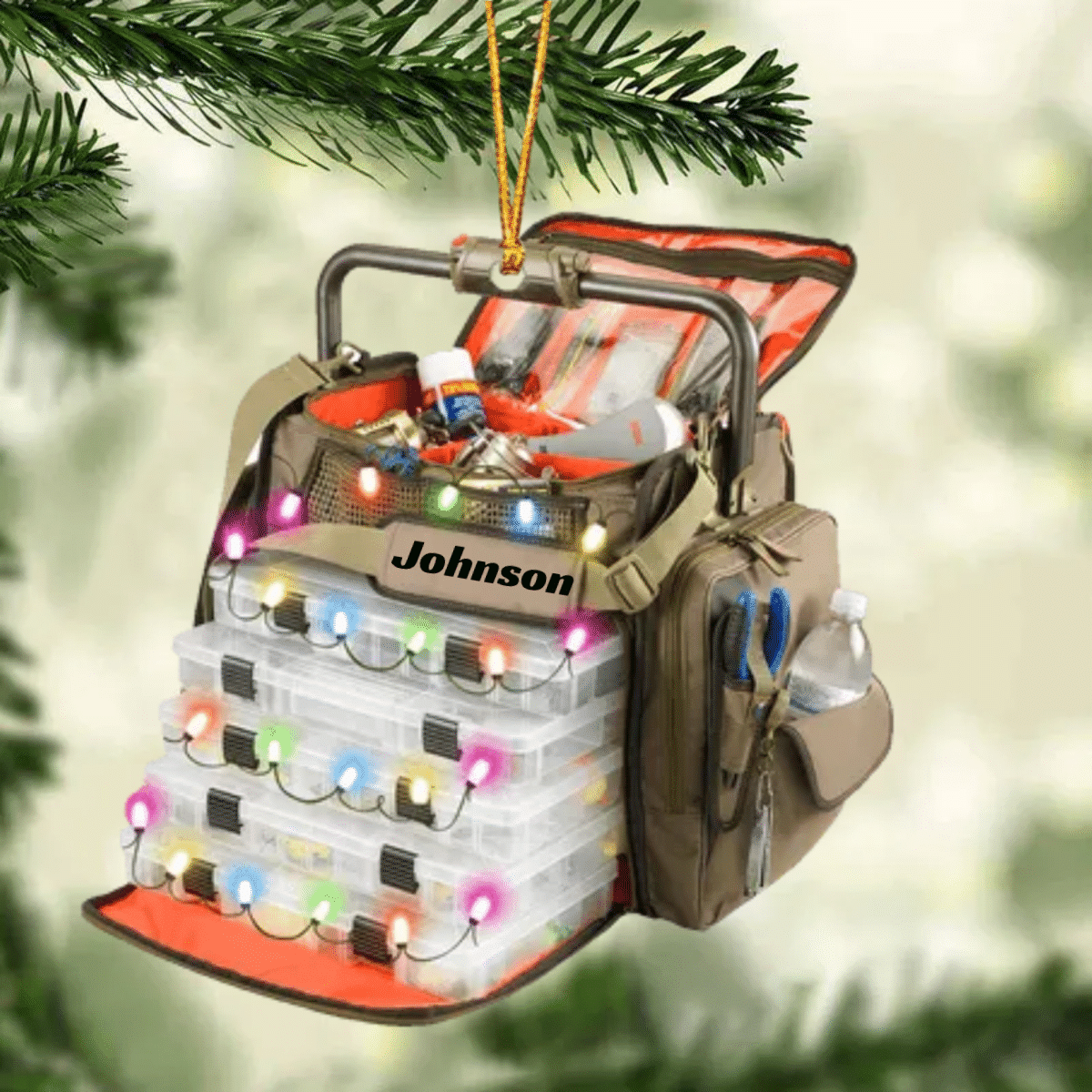 Personalized Fishing Vest And Tackle Box Christmas Ornament Flat Acrylic Fishing Ornament OO2290