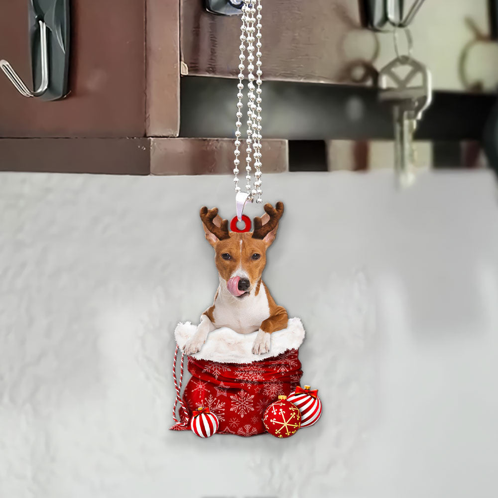 Basenji In Snow Pocket Christmas Car Hanging Ornament Tendpins Ornaments OO1197