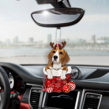 Beagle In Snow Pocket Christmas Car Hanging Ornament Tendpins Ornaments OO1190