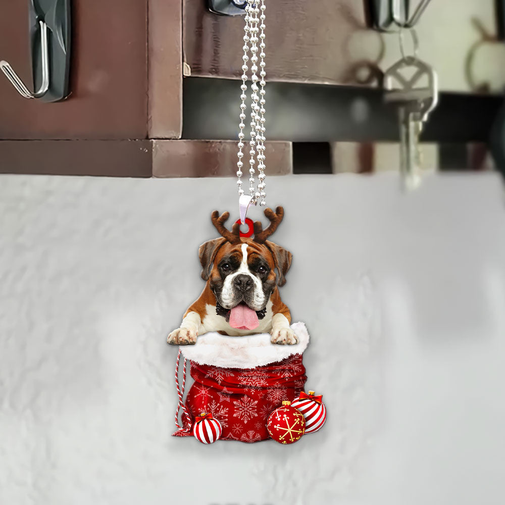 Boxer In Snow Pocket Christmas Car Hanging Ornament Tendpins Ornaments OO1188