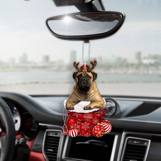 Bullmastiff In Snow Pocket Christmas Car Hanging Ornament Tendpins Ornaments OO1204