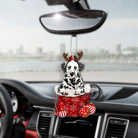 Dalmatian In Snow Pocket Christmas Car Hanging Ornament Tendpins Ornaments OO1214