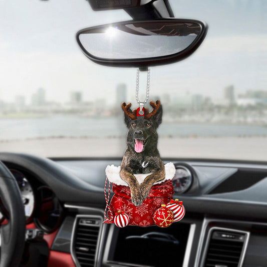 Dutch Shepherd In Snow Pocket Christmas Car Hanging Ornament Tendpins Ornaments SO1090