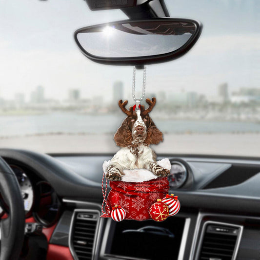 English Springer Spaniel In Snow Pocket Christmas Car Hanging Ornament Tendpins Ornaments OO1218