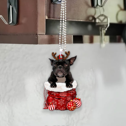 French Bulldog In Snow Pocket Christmas Car Hanging Ornament Tendpins Ornaments OO1186