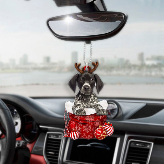 German Shorthaired Pointer In Snow Pocket Christmas Car Hanging Ornament Tendpins Ornaments OO1219