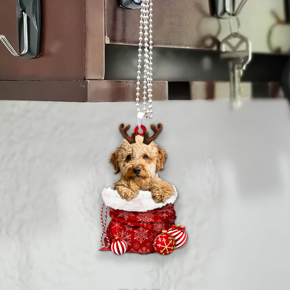 Goldendoodle In Snow Pocket Christmas Car Hanging Ornament Tendpins Ornaments OO0019