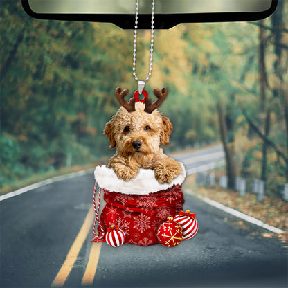 Goldendoodle In Snow Pocket Christmas Car Hanging Ornament Tendpins Ornaments OO0019