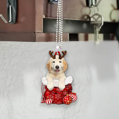 Golden Retriever In Snow Pocket Christmas Car Hanging Ornament Tendpins Ornaments OO1184