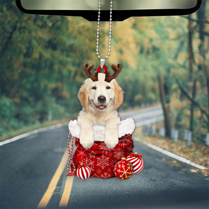 Golden Retriever In Snow Pocket Christmas Car Hanging Ornament Tendpins Ornaments OO1184