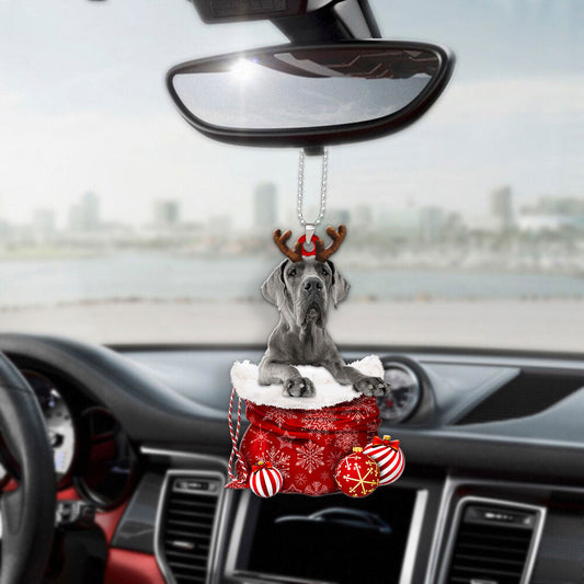 Great Dane In Snow Pocket Christmas Car Hanging Ornament Tendpins Ornaments OO1220