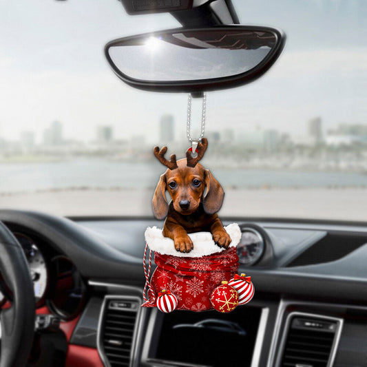 Dachshund In Snow Pocket Christmas Car Hanging Ornament Tendpins Ornaments OO1187