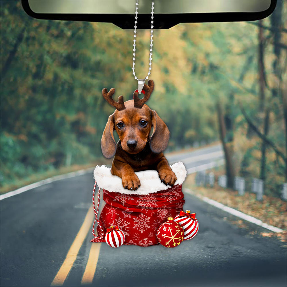 Dachshund In Snow Pocket Christmas Car Hanging Ornament Tendpins Ornaments OO1187