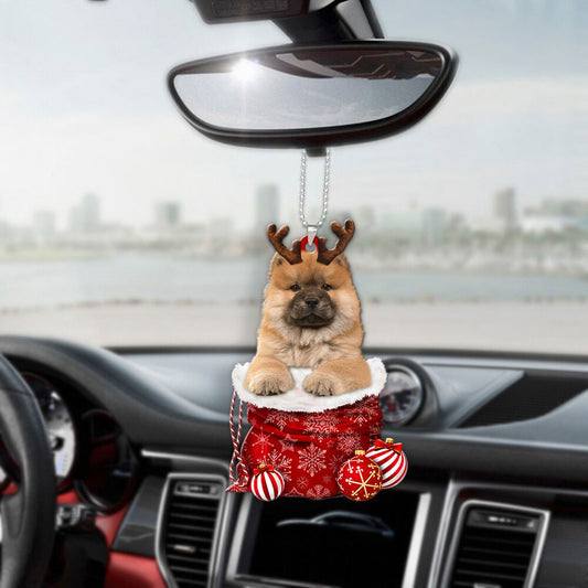 Chow Chow In Snow Pocket Christmas Car Hanging Ornament Tendpins Ornaments OO1210