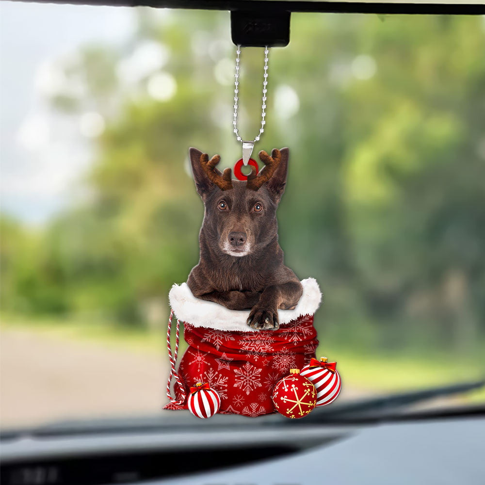 Australian Kelpie In Snow Pocket Christmas Car Hanging Ornament Tendpins Ornaments OO1195