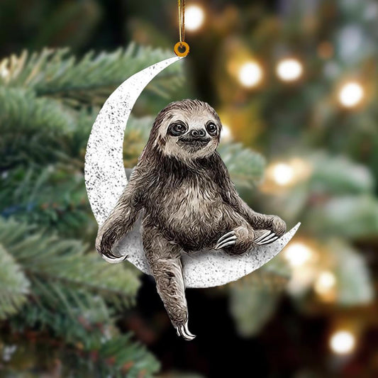 Sloth Sits On The Moon Flat Acrylic Hanging Ornament Animals Shaped OO2288