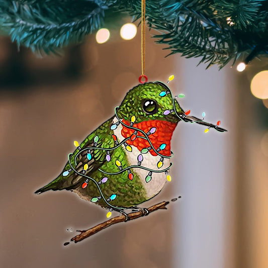 Hummingbird Christmas Light Flat Acrylic Hanging Ornament Animals Shaped OO2262