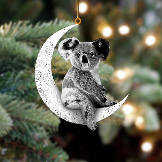 Koala Sits On The Moon Flat Acrylic Hanging Ornament Animals Shaped OO2271