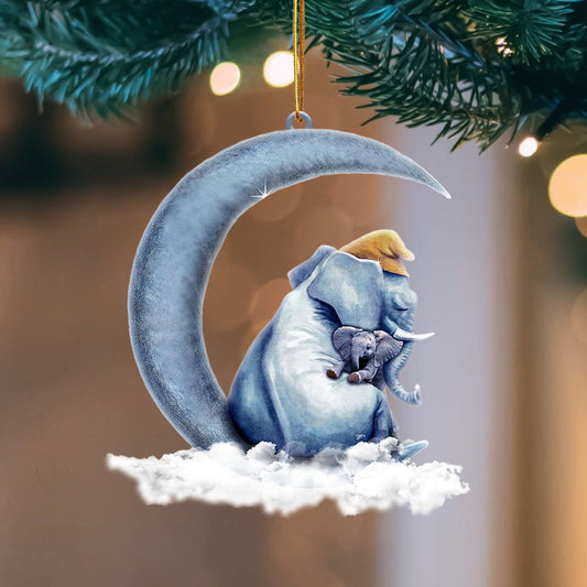 Elephant Blue Moon Flat Acrylic Hanging Ornament Animals Shaped OO2261