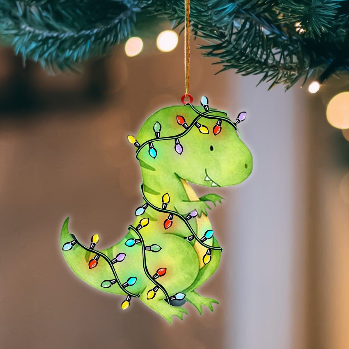 T Rex Christmas Light Flat Acrylic Hanging Ornament Animals Shaped OO2268