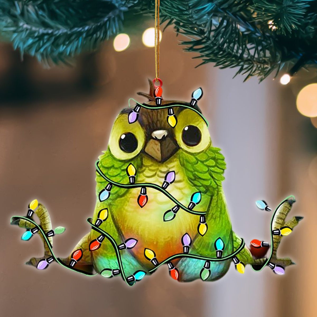 Parrot Christmas Light Flat Acrylic Hanging Ornament Animals Shaped OO2238