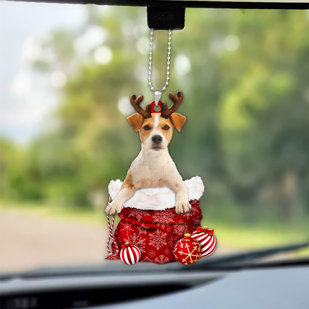 Jack Russell Terrier In Snow Pocket Christmas Car Hanging Ornament Tendpins Ornaments OO1224