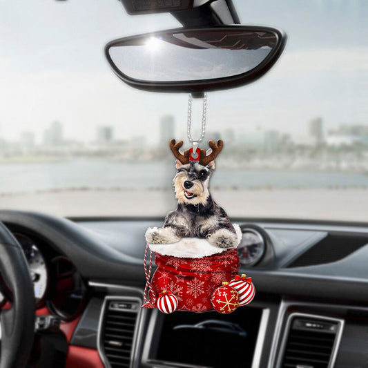 Miniature Schnauzer In Snow Pocket Christmas Car Hanging Ornament Tendpins Ornaments OO1231