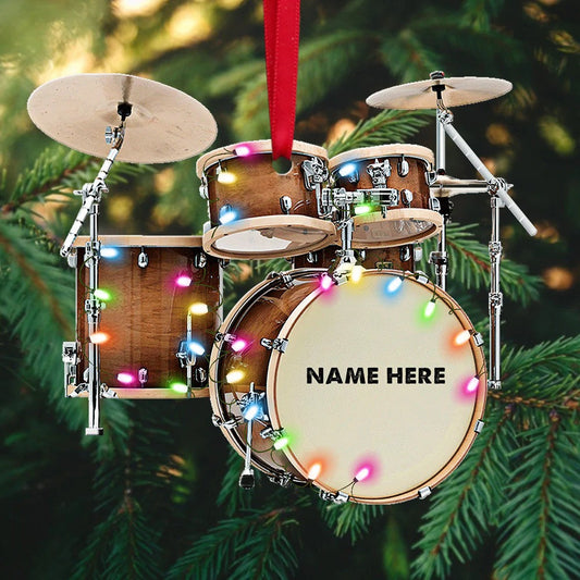 Personalized Drum Kit Christmas Ornament Full Set, Custom Name Drummer Acrylic Ornament Drum Lovers SO0642