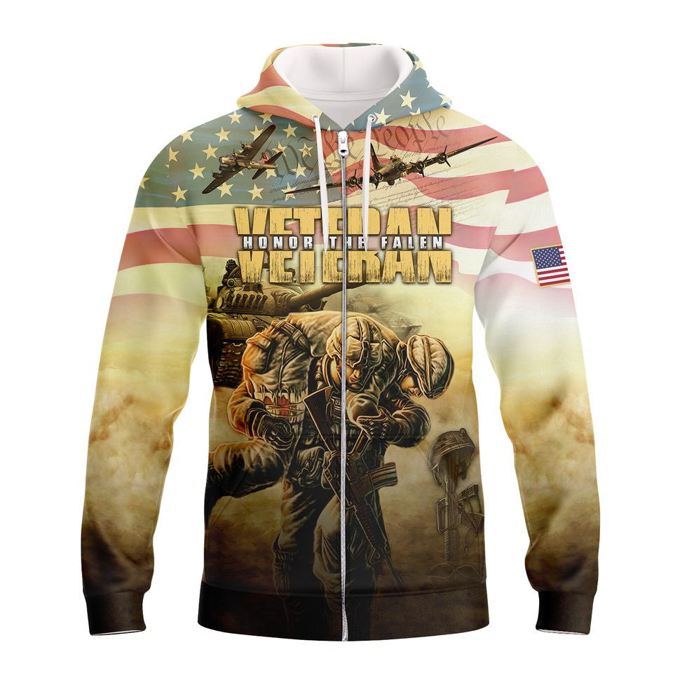 Veteran Honor The Fallen Hawaiian Shirt, Us Veteran 3D All Over Print Hoodie, Present To Veteran TO2766