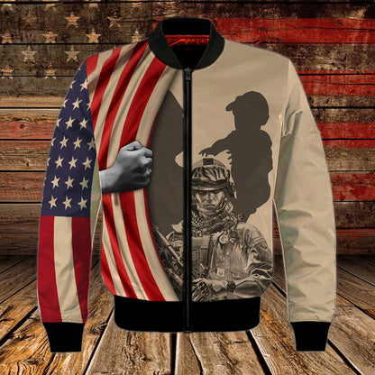 Gift For Veteran Grandpa, 3D Print Shirt Veteran American Flag Pattern, Classic Veteran Zip Up Hoodie TO2750