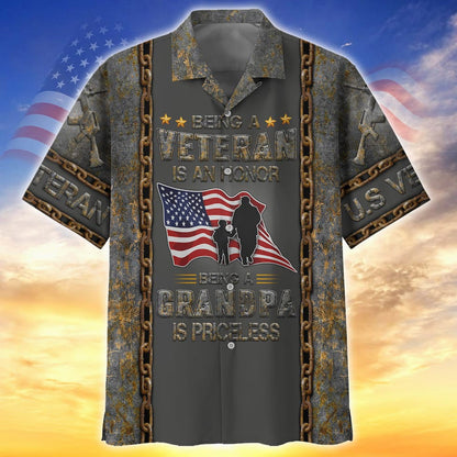 Being A Veteran Is A Honor 3D Hoodie, Being A Grandpa Is Priceless, Us Veteran Dad Shirt, Gift For Veteran Dad TO2744