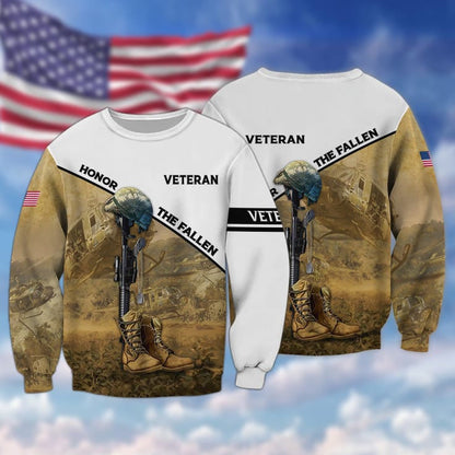 Honor The Fallen 3D Print On Shirt, Ugly Sweater For Veteran, Gift For Us Veteran TO2754