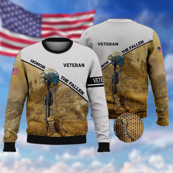 Honor The Fallen 3D Print On Shirt, Ugly Sweater For Veteran, Gift For Us Veteran TO2754