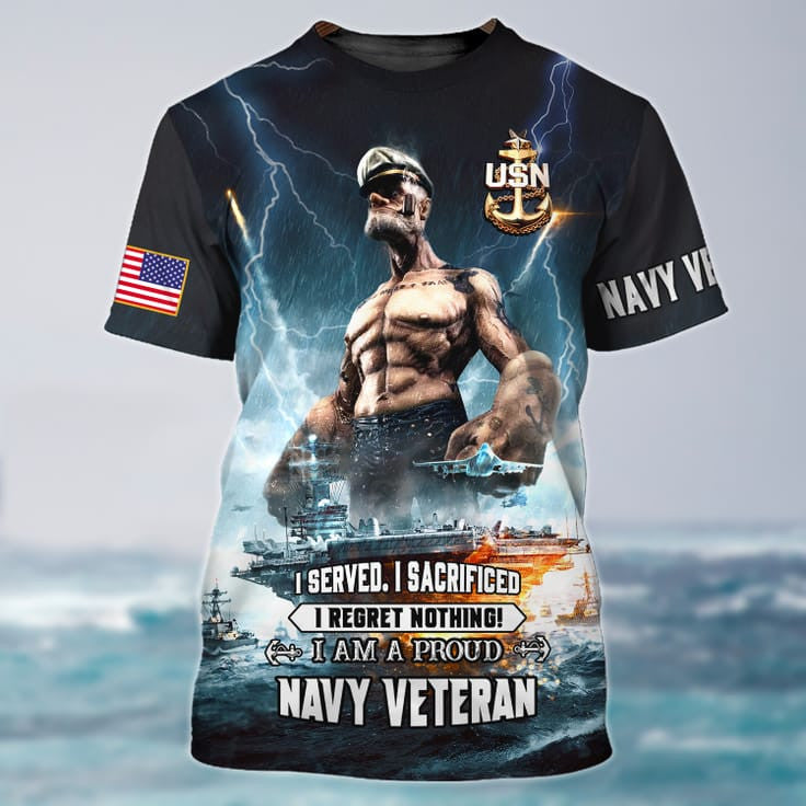 I Am A Proud Navy Veteran 3D Print Shirt Men, Navy Veteran Hoodie TO2747