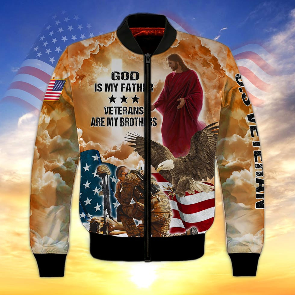 God Is My Father Veterans Are My Brothers 3D Print Shirt, Us Veteran Hawaiian Shirt Short Sleeve, Gift For A Veteran TO2770