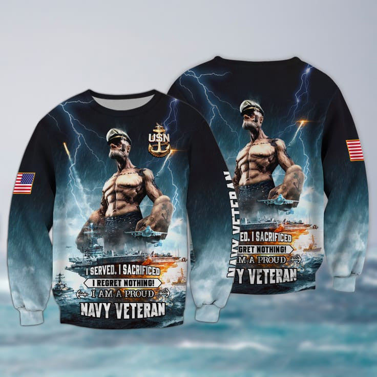 I Am A Proud Navy Veteran 3D Print Shirt Men, Navy Veteran Hoodie TO2747